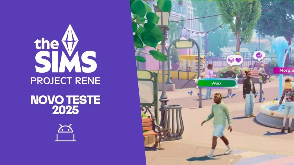 Imagem do jogo The Sims Project Rene, mostrando personagens em um ambiente urbano.