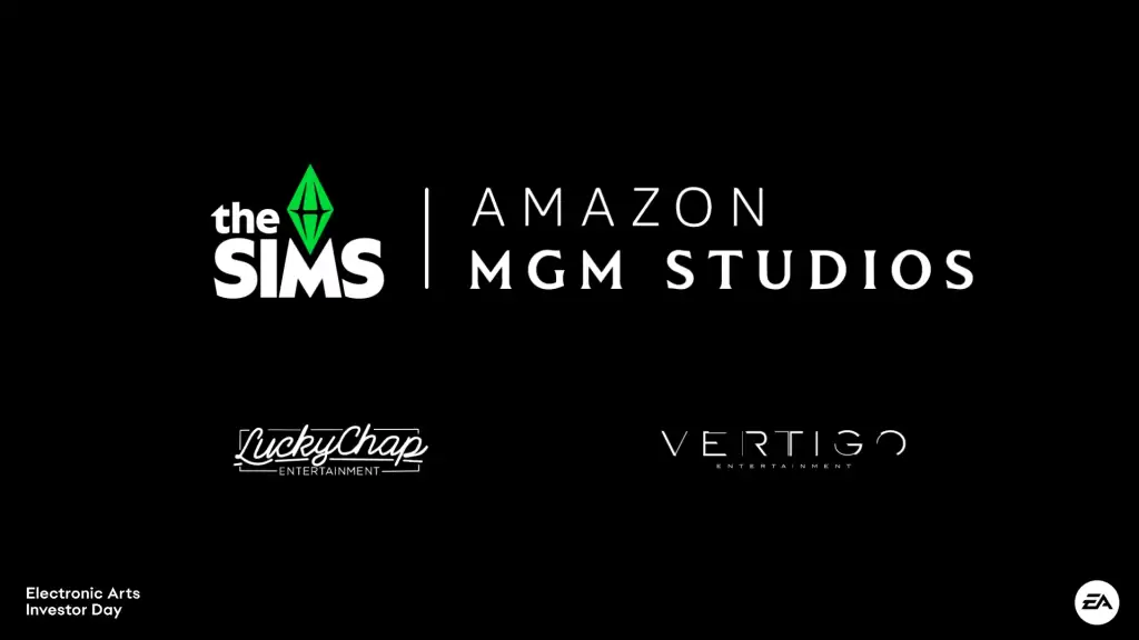 Texto promocional sobre parceria do The Sims com Amazon e MGM Studios