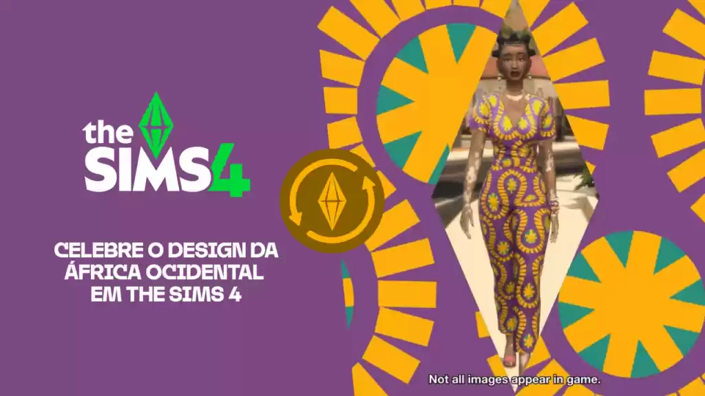 Personagem do The Sims 4 vestindo roupa com estampas inspiradas na cultura da África Ocidental.