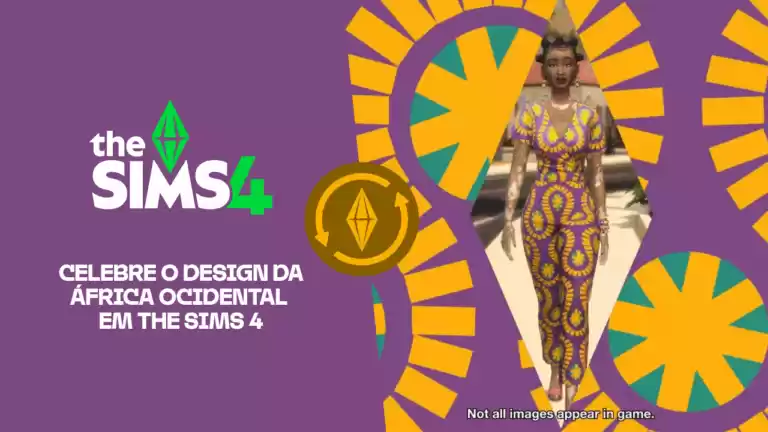 Personagem do The Sims 4 vestindo roupa com estampas inspiradas na cultura da África Ocidental.